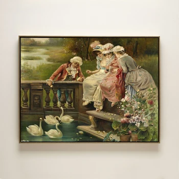Súd údaje olejomaľba tlačené na plátno klasický portrét swan krajiny plátno potlače maľovanie domáce dekorácie obrázok