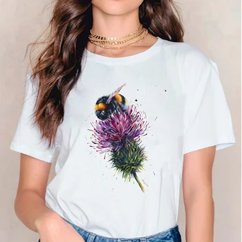 T-shirts, T Košele pre Ženy Kvetinový Vintage Pierko Krátky Rukáv 90. rokov Dámske Grafické Top Ladies Tlač Lady Ženský Čaj T-Shirt