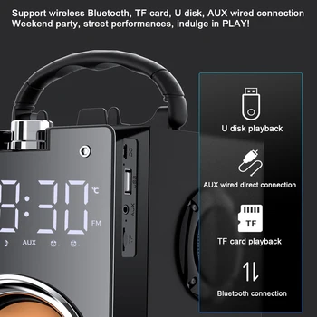T3 Vonkajšie Prenosný Bluetooth Reproduktor HighPower Bezdrôtový Stereo Subwoofer HIFI Heavy Bass Audio Prehrávač Boombox Altavoces caixa