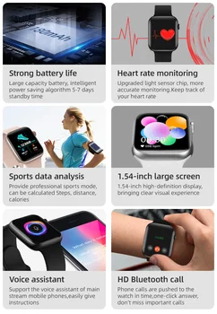 T500 Plus Smart Hodinky Muži Ženy 1.54 palcový Full Dotykový Displej Bluetooth Hovor Nepremokavé Srdcovej frekvencie Smartwatch Pre Android IOS Telefón
