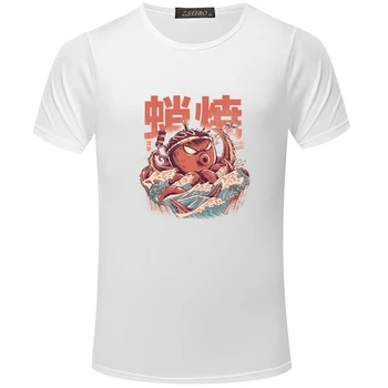 Takoyaki Útok Cartoon Print T Shirt Mužov a Žien Hip Hop Harajuku Krátke Rukáv Tričko Streetwear Japonský T-Shirt S5MC45 R1