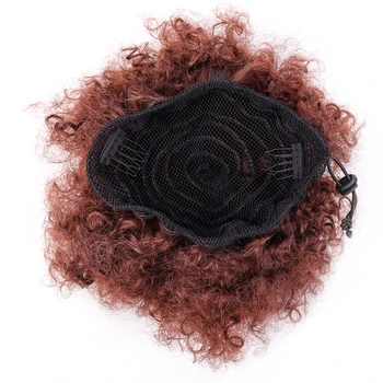 TALANG Syntetické Lístkového African American Afro Buchta Zábal Šnúrkou Hairpiece Rozšírenie Afro Krátke Kučeravé Kučeravé Chignon Clip In Vlasy