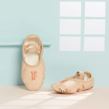 Tanečné topánky Dievčatá Balet Topánky pre Dievčatá, Deti, Deti, Kvalitné Dievčenské Tanečné Topánky Tanečné Papuče Kožené Jediným Balerína Topánky