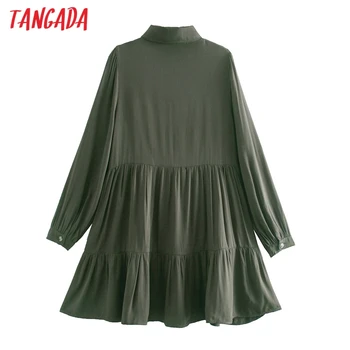 Tangada 2021 Jar Ženy Pevné Amy Zelené Tričko Šaty s Dlhým Rukávom Dámske A-line Šaty Vestidos 3R5