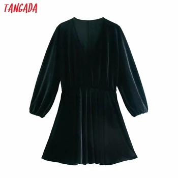 Tangada módne ženy čierne zamatové šaty 2020 nový príchod svietidla Dlhý Rukáv Dámske Tuniky Mini Šaty Vestidos 6P9