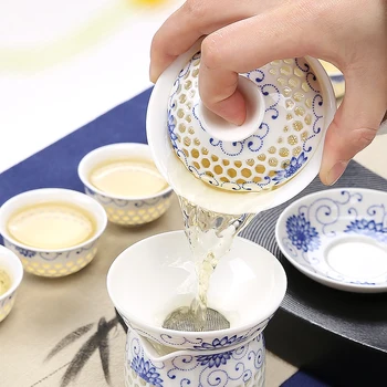 TANGPIN modrá a biela keramická kanvica gaiwan šálku čaju pre puer čínskej kung-fu čaj nastaviť drinkware