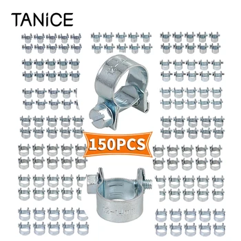 TANiCE 150 Ks 6-18 mm Mini Zinok Pozlátené Oceľové Hadice Klipy Paliva Riadok Svorka Diesel Benzínové Potrubie Svorky Vlhkosti Matica & Skrutka Klipy