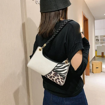 Tašky pre ženy 2020 Módne leopard tlač kontrast tkané ramenný popruh žien Ramenný Messenger Bag vak femme kabelka