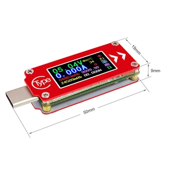 TC64 Typ-C farebný LCD USB Tester Voltmeter ammeter napätie prúd meter multimeter PD nabiť power bank kapacita Test