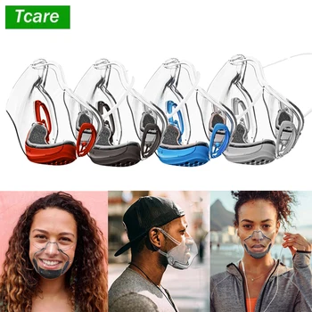 Tcare Unisex Anti-Pľuvanie bočný Kryt Maska s vyčistiť Okno a Hubky Filter Transparentné Opakovane Maska Vonkajšie Pracovné Maska