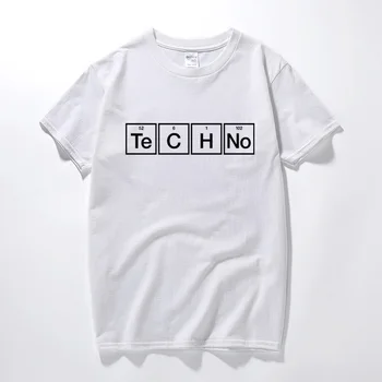 Techno Slogan Tlače T-shirt Periodickej Tabuľke Grafický Dizajn Hudby Tee Dom Vrchole Letné Módy Streetwear Camiseta Masculina