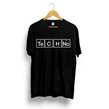 Techno Slogan Tlače T-shirt Periodickej Tabuľke Grafický Dizajn Hudby Tee Dom Vrchole Letné Módy Streetwear Camiseta Masculina