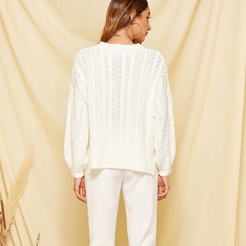 TEELYNN biely sveter nadrozmerná voľné pulóver sveter Jeseň a v zime teplý úplet ženy svetre s dlhým rukávom Cigán boho svetre