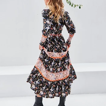 TEELYNN Bohemia maxi šaty 2020 bavlna, hodváb Kvetinový tlač letné šaty Elastický pás boho plážové šaty ženy šaty Vestidos