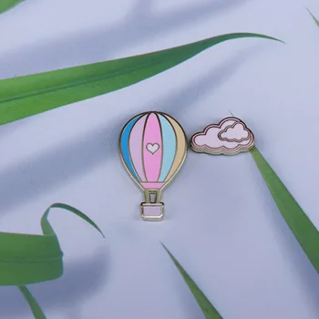 Teplovzdušný balón a cloud pevného smalt pin set roztomilé pastel letné dobrodružstvo šperky