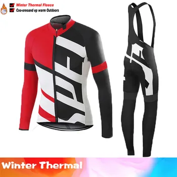 Teplé 2020 Zimné thermal fleece Cyklistické Oblečenie mužov Jersey vyhovovali vonkajšie koni bike MTB oblečenie Náprsníkové Nohavice nastaviť