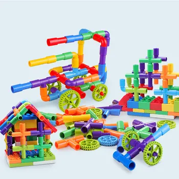 Teplé Farby vodovodné Potrubia Stavebné Bloky Pre Deti DIY Montáž Potrubia Tunel Modelu Deti Hračky Kompatibilný S LegoING Bloky