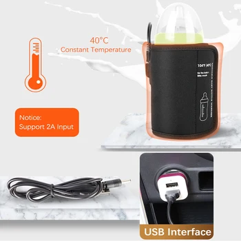 Termostat Auto USB Fľaša Teplejšie Vonkajšie Horúce Mlieko, Prenosné Fľaše Teplejšie Pre Dieťa Starostlivosť o Dieťa Fľaša na Kŕmenie Izolácie 5V 2A 10W