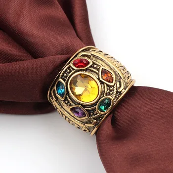 Thanos Šesť drahokamy 24k gold retro Zlaté Prstene Moci Rukavicu Crystal Krúžok Pre Mužov Infinity War Mužov prehnané všestranný šperky