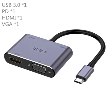 Thunderbolt 3.0 Adaptér USB Typu C Rozbočovač HDMI 4K VGA 1080P USB-C Dock OTG USB Rozbočovač podporu pre MacBook Pro/Vzduch 2020