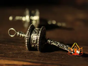Tibetský Tibetskej Budhistickej DIY Mini Gem OM Modlitba Kolesa Amulet Prívesok 2KS