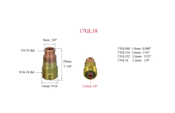TIG AUTA Stubby Plyn Objektív 17GL18 3,2 mm & #10 Pyrex Pohár Hlinitého Tryska Spotrebný materiál Accessorie Fit WP 17 18 26 Zvárač TIG 12PCS