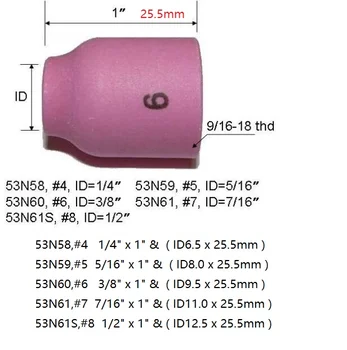 TIG AUTA Stubby Plyn Objektív 17GL18 3,2 mm & #10 Pyrex Pohár Hlinitého Tryska Spotrebný materiál Accessorie Fit WP 17 18 26 Zvárač TIG 12PCS
