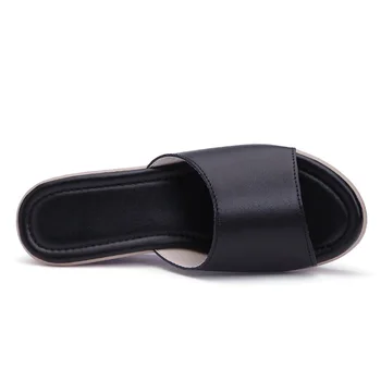 TIMETANG Letné Topánky Ženy Klin Sandále Originálne Kožené Papuče Slip-on Sandále Listov Dámy Tkaných Topánky Ženy Flip Flop