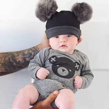 TinyPeople čierny medveď, cute Baby Kombinézu Bavlna, Dlhý Rukáv jar novorodenca Chlapci onesie Dievčatá jumpsuit dieťa bebe Oblečenie