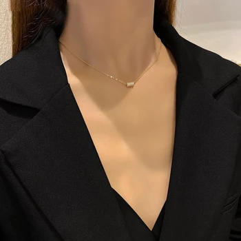 Titánové Ocele Bezfarebný Geometrické Valcové Prívesok Žena Náhrdelník 2020 Nové Módne Kórejský Šperky Strany Sexy Clavicle Reťazca