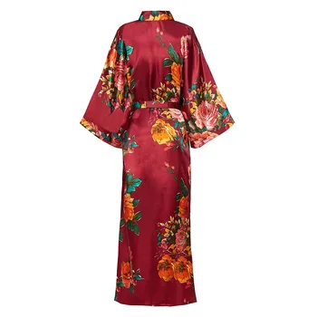 Tlač Kvet Dlhé Šaty, Sexy Nadrozmerná 3XL 4XL Sexy Kimono Šaty Celý Rukáv Salónik Intímne Bielizeň S Opasok Domáce Oblečenie