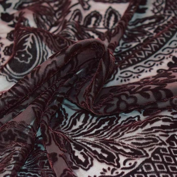 Tmavo červený Čínsky enkianthus vypálenými velvet textílie pre šaty ткань хлопок ткани bazin riche getzner afriky фатин tissu telas