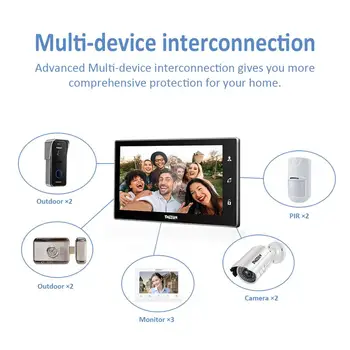 TMEZON 10 Palcový Wireless/Wifi Smart IP Video Zvonček Intercom Systém ,1x10+1x7 palcový Dotykový Displej Monitor s 2x720P Zvonček