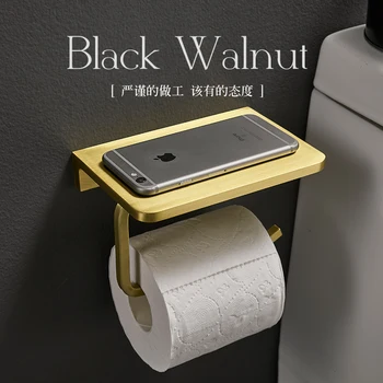 Toaletný Papier Rack Zlatým Mobilný Telefón Majiteľa Kúpeľňa Roll Papierové Krabice Stene Visí V Kuchyni Obrúsok Držiak Hliníkový