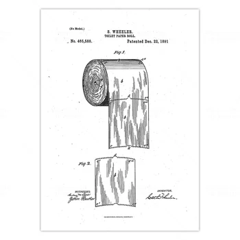 Toaletný Papier Vintage Patent Umelecké Plátno, Tlač Plagátu, Kúpeľne, Toalety Wall Art Decor Nordic Domáce Dekorácie Retro Obraz Darček
