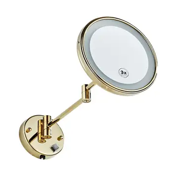 Toaletný Zrkadlo 8.5 palcový jednej strane 3X Stenu Gold Brass LED Zrkadlo Sklopné make-up Zrkadlo Kozmetické Zrkadlo Lady Darček