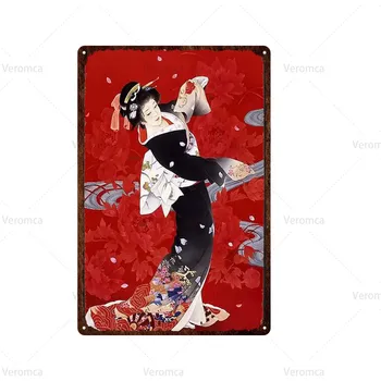 Tokio Tarvel Meste Tin Znamení Japonských Geisha Doska, Kov Vintage Sushi Plech Na Stene Plagát Bar Art Domova