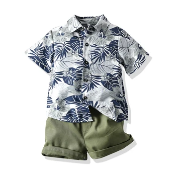 Top a Top Deti Chlapcov Havajský Štýl Oblečenie Bežné Krátky Rukáv Košele+Nohavice 2ks Oblečenie, Detské Denné Prázdninové Nosiť Oblečenie