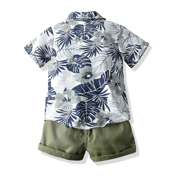 Top a Top Deti Chlapcov Havajský Štýl Oblečenie Bežné Krátky Rukáv Košele+Nohavice 2ks Oblečenie, Detské Denné Prázdninové Nosiť Oblečenie