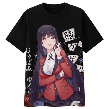 Top Anime Kakegurui Cosplay študent-krátke rukávy okrúhle krčný mužov a žien Voľný čas Japonský letné T-shirt