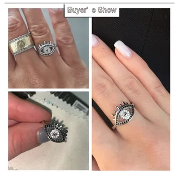 Top Dodávateľa Nové 925 Sterling Silver Koleno Prst Prstene Pre Ženy Black Eye Ring Kubický Zirkón Bague Strany Šperky Anillos Mujer