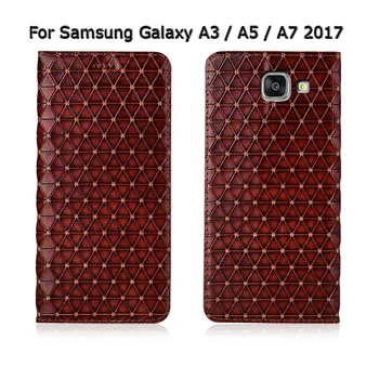 Top Originálne Kožené Telefón Prípade Kryt Pre Samsung Galaxy A3 A5 A6 A7 A8 A9 2016 2017 2018 Plus Flip Magnetický Držiak Karty Prípade