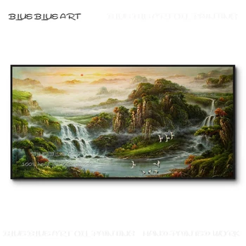 Top Umelec Ručne maľované Kvalitný Realistický Čínskej Prírodnej Scenérie olejomaľba na Plátne Čínske Feng Shui krajinomaľbou