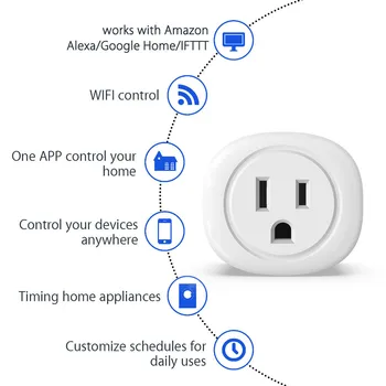 TOPESEL NÁS štandardom Smart Zásuvky WiFi Zapojte Napájacie zásuvky pripojte Bezdrôtové Zásuvky Zásuvky Pracuje s Alexa Domovská stránka Google App Tuya