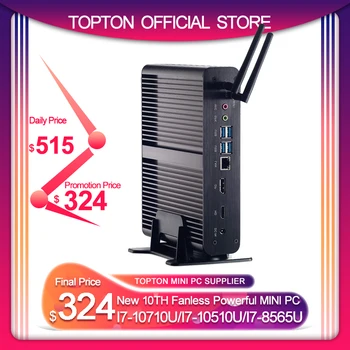 TOPTON 2*DDR4 M. 2 Nuc bez ventilátora Min PC Intel Core i7 10710U/10510U i7 8565U/7560U i5 8*USB+Msata+2.5