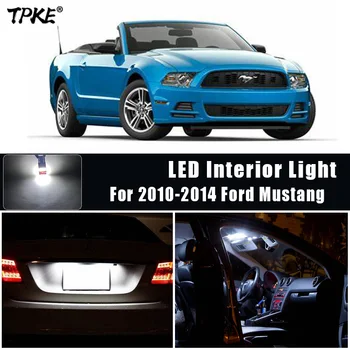 TPKE 9X Biele LED Osvetlenie Interiéru Balík Kit Pre 2010-Ford Mustang Mapu Dome batožinového priestoru špz Svetlo