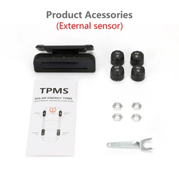 TPMS Auto Monitorovanie Tlaku v Pneumatikách Systém Automatické Ovládanie Jasu USB a Solárne Nabíjanie Nastaviteľný LCD Displej 4 Exter Senzor