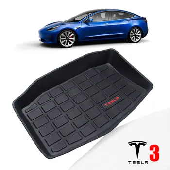 TPO Gumových podlahové rohože batožinového priestoru mat Pre Tesla Model 3 2017 2018 2019 AUTO príslušenstvo Black CarTrunk Podlahové Rohože Nákladné Zadné Líniové
