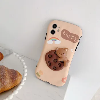 TPU Telefón puzdro pre IPhone 7 8plus X Xs Max Xr 11 11pro 11promax 3D animovaný Cookies Medveď Štíhly Pás Mobilný Telefón Shell