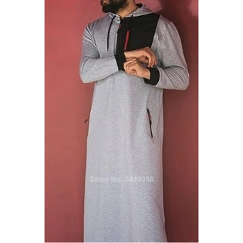Tradičné islamské Oblečenie Jubba Thobe pre Mužov Dubaj Saudská Arábia Bežné Abaya Stiching Mikiny Svetre Kaftan Šaty Zimné